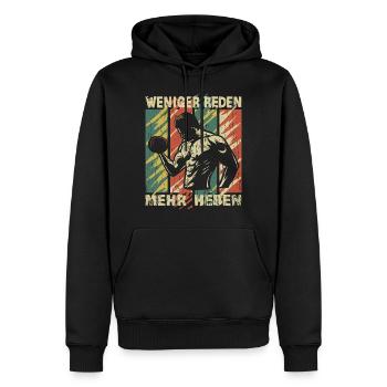 Bodybuilding mehr Heben Fitnesscenter train hard - Männer Premium Bio Hoodie - Schwarz - Vorne - Nico (187cm)