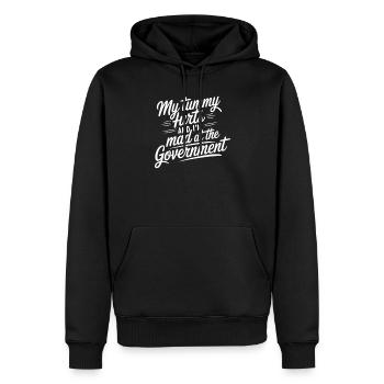 Mein Bauch tut weh und ich bin sauer auf die Regie - Männer Premium Bio Hoodie - Schwarz - Vorne - Nico (187cm)