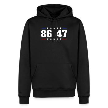 86 47 Anti- Subtiler Anti- 8647 - Männer Premium Bio Hoodie - Schwarz - Vorne - Nico (187cm)
