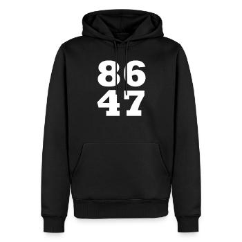 86 47 Anti- Subtiler Anti- 8647 - Männer Premium Bio Hoodie - Schwarz - Vorne - Nico (187cm)