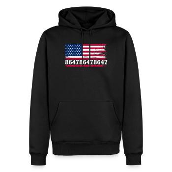 86 47 Amerikanische Flagge 8647 Dezenter Anti-Trum - Männer Premium Bio Hoodie - Schwarz - Vorne - Nico (187cm)