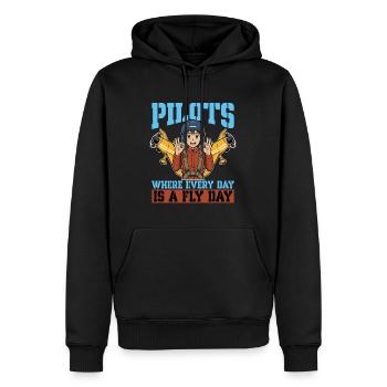Des pilotes de voltige où le parapente est quotidien - Sweat à capuche Premium bio Homme - noir - Devant - Nico (187cm)