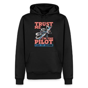 Aerobatic Pilot Trust Me I'm The Pilot Aeroplane - Men’s Premium Organic Hoodie - black - Front - Nico (187cm)