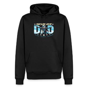 Parachutiste Papa L’idole Le mythe Le parachutiste - Sweat à capuche Premium bio Homme - noir - Devant - Nico (187cm)