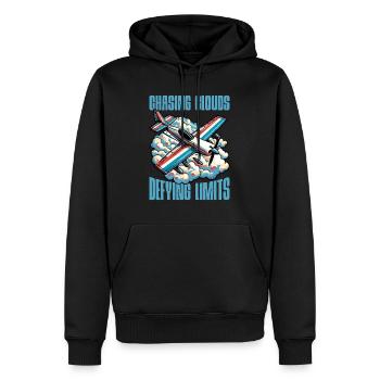 Pilote de voltige à la poursuite des nuages défiant le modèle pilote - Sweat à capuche Premium bio Homme - noir - Devant - Nico (187cm)