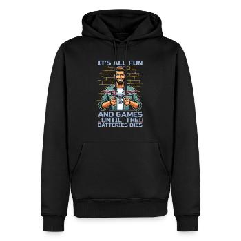 Drone Enthusiast It's All Fun And Games Quadcopter - Men’s Premium Organic Hoodie - black - Front - Nico (187cm)