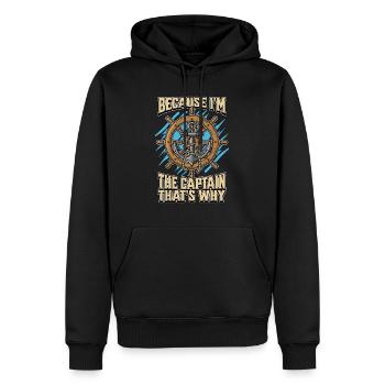Naviguer parce que je suis le capitaine du voilier - Sweat à capuche Premium bio Homme - noir - Devant - Nico (187cm)