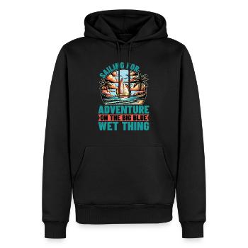 Naviguer pour l’aventure sur le grand voilier - Sweat à capuche Premium bio Homme - noir - Devant - Nico (187cm)