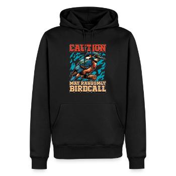 Ornithologie Attention Peut Observation aléatoire des oiseaux - Sweat à capuche Premium bio Homme - noir - Devant - Nico (187cm)