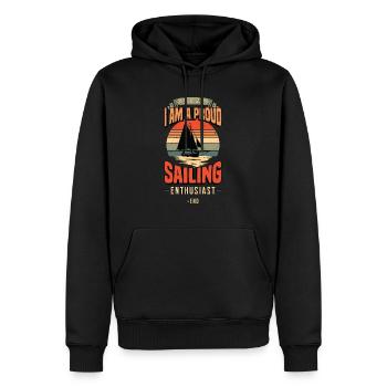 Navigation Une petite histoire Je suis un fier passionné de bateaux - Sweat à capuche Premium bio Homme - noir - Devant - Nico (187cm)