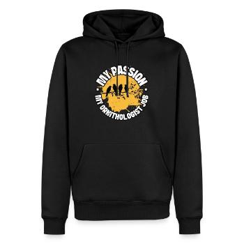 Ornithologue Ma passion Mon ornithologue Birding - Sweat à capuche Premium bio Homme - noir - Devant - Nico (187cm)