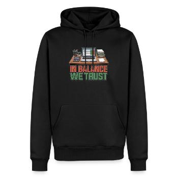 Accounting In Balance We Trust Loves Data Analysis - Men’s Premium Organic Hoodie - black - Front - Nico (187cm)