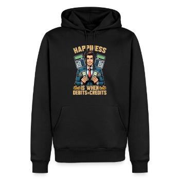 Le bonheur comptable, c’est quand débite Tableur - Sweat à capuche Premium bio Homme - noir - Devant - Nico (187cm)