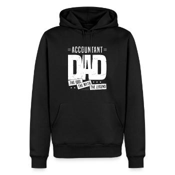 Papa comptable L’idole Le mythe La légende - Sweat à capuche Premium bio Homme - noir - Devant - Nico (187cm)