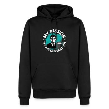 Comptabilité Ma passion Mon comptable Comptable Comptable - Sweat à capuche Premium bio Homme - noir - Devant - Nico (187cm)