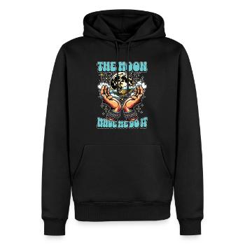 Astrologue La Lune M’a Fait Astrologique - Sweat à capuche Premium bio Homme - noir - Devant - Nico (187cm)