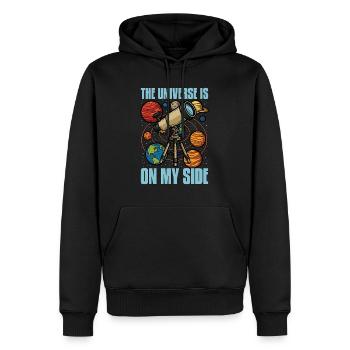 Astrologue L’univers est de mon côté Astronome - Sweat à capuche Premium bio Homme - noir - Devant - Nico (187cm)