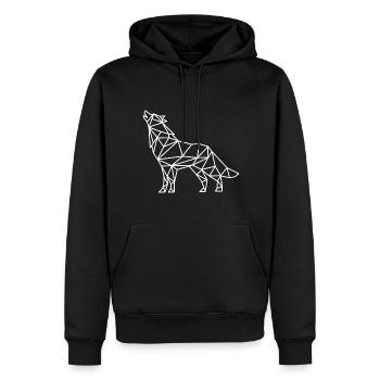 Lignes géométriques Wolf - Sweat à capuche Premium bio Homme - noir - Devant - Nico (187cm)