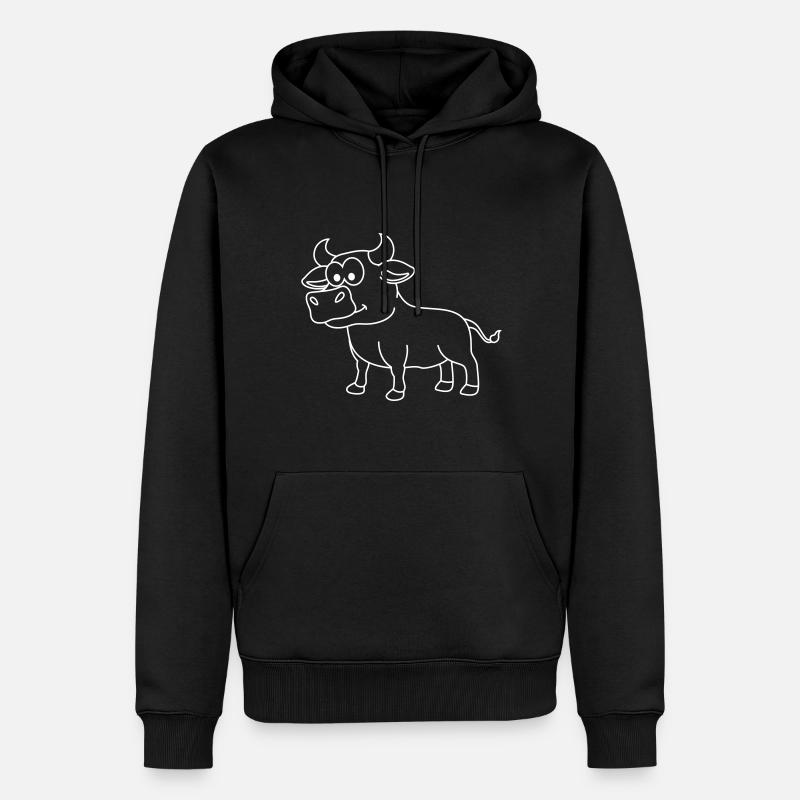 Stier Comic Tier - Männer Premium Bio Hoodie - Schwarz