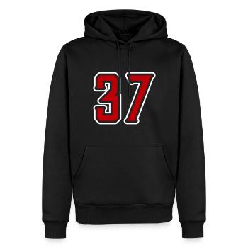 Symbole numérique 37 - Sweat à capuche Premium bio Homme - noir - Devant - Nico (187cm)