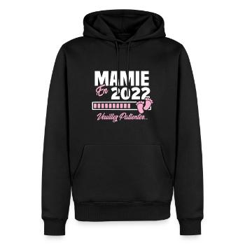 Mamie en 2022 / Cadeau future mamie 2022 - Sweat à capuche Premium bio Homme - noir - Devant - Nico (187cm)