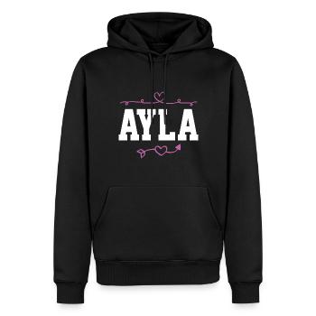 Cécile - Sweat à capuche Premium bio Homme - noir - Devant - Nico (187cm)