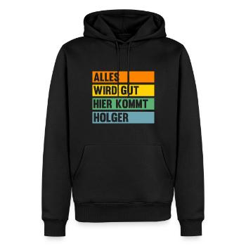 Holger - Männer Premium Bio Hoodie - Schwarz - Vorne - Nico (187cm)
