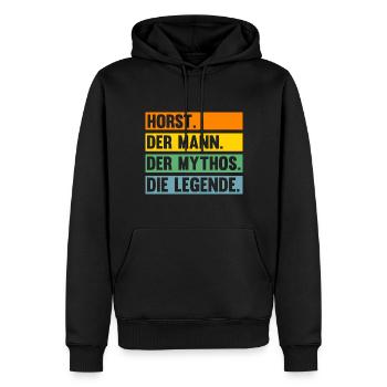 Horst - Männer Premium Bio Hoodie - Schwarz - Vorne - Nico (187cm)
