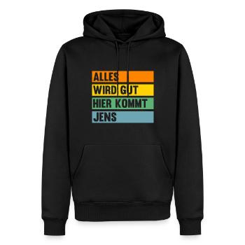 Jens - Männer Premium Bio Hoodie - Schwarz - Vorne - Nico (187cm)