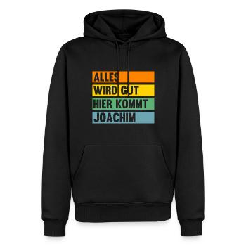 Joachim - Männer Premium Bio Hoodie - Schwarz - Vorne - Nico (187cm)