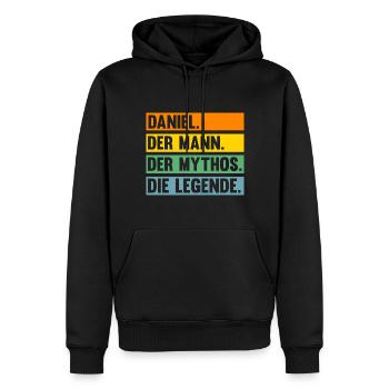Daniel - Männer Premium Bio Hoodie - Schwarz - Vorne - Nico (187cm)