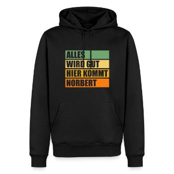 Norbert - Männer Premium Bio Hoodie - Schwarz - Vorne - Nico (187cm)