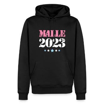 Malle 2023 - Sweat à capuche Premium bio Homme - noir - Devant - Nico (187cm)