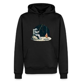 Astronaut Pizza Fishing Moon Space - Men’s Premium Organic Hoodie - black - Front - Nico (187cm)