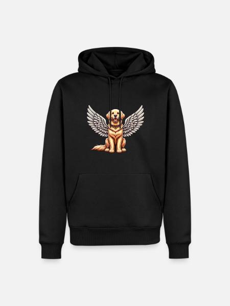 Golden Retriever Angel - blid hund med vinger - Herre Premium økologisk hoodie - sort