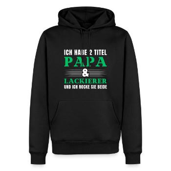 Ich habe 2 Titel Papa und Lackierer - Männer Premium Bio Hoodie - Schwarz - Vorne - Nico (187cm)