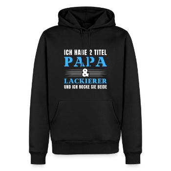 Ich habe 2 Titel Papa und Lackierer - Männer Premium Bio Hoodie - Schwarz - Vorne - Nico (187cm)