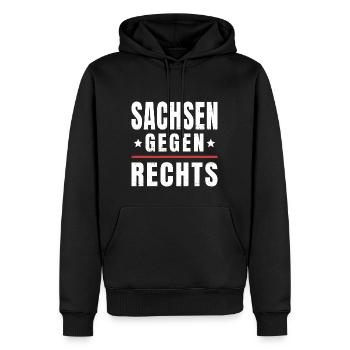Antifaschismus Antifaschist Sachsen Gegen Rechts - Männer Premium Bio Hoodie - Schwarz - Vorne - Nico (187cm)