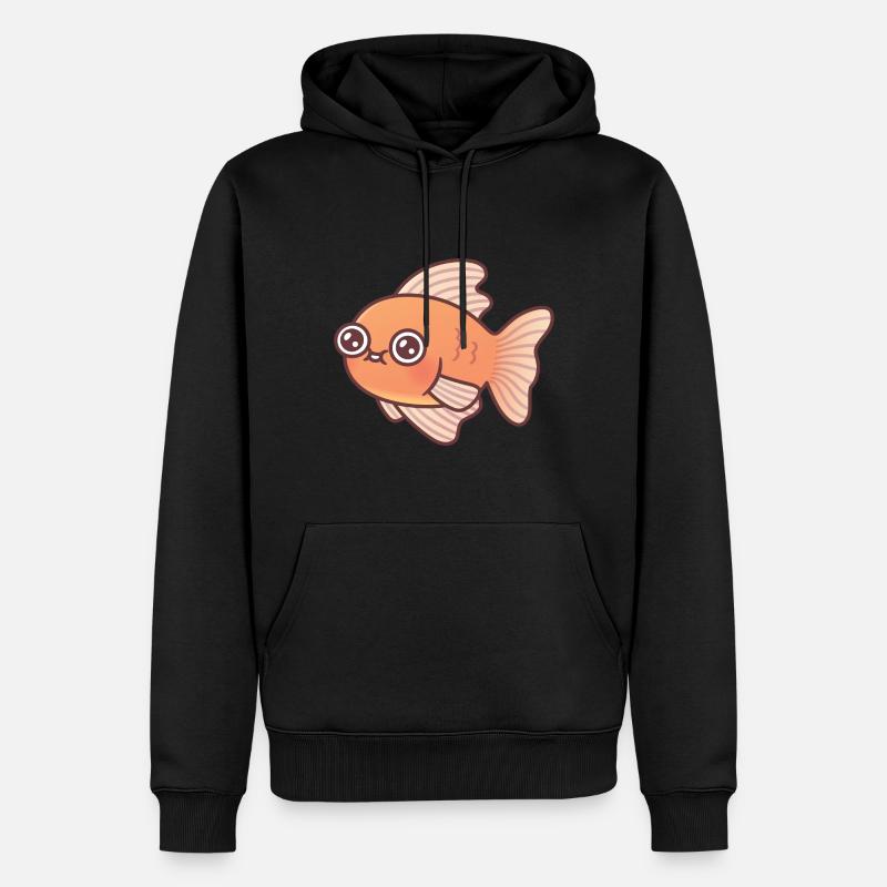 Mignon Doodle de poisson rouge - Sweat à capuche Premium bio Homme - noir