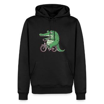 Skurriles gelangweiltes Krokodil Fahrradfahrer lus - Männer Premium Bio Hoodie - Schwarz - Vorne - Nico (187cm)