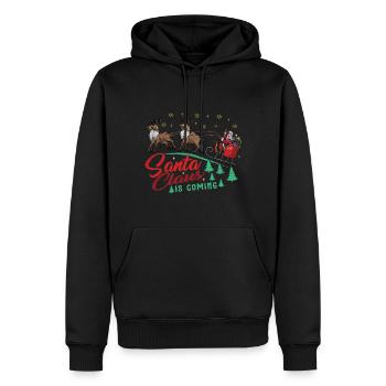 Santa Claus is coming Weihnachtsmann Weihnachten - Männer Premium Bio Hoodie - Schwarz - Vorne - Nico (187cm)