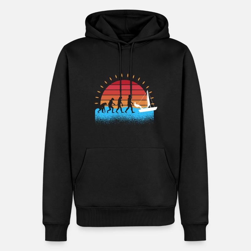 Evolution Segelboot Segler Segeln - Männer Premium Bio Hoodie - Schwarz