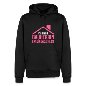 Bauherrin - Männer Premium Bio Hoodie - Schwarz - Vorne - Nico (187cm)