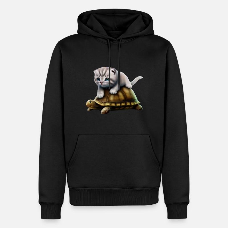 Chat sur tortue - Sweat à capuche Premium bio Homme - noir