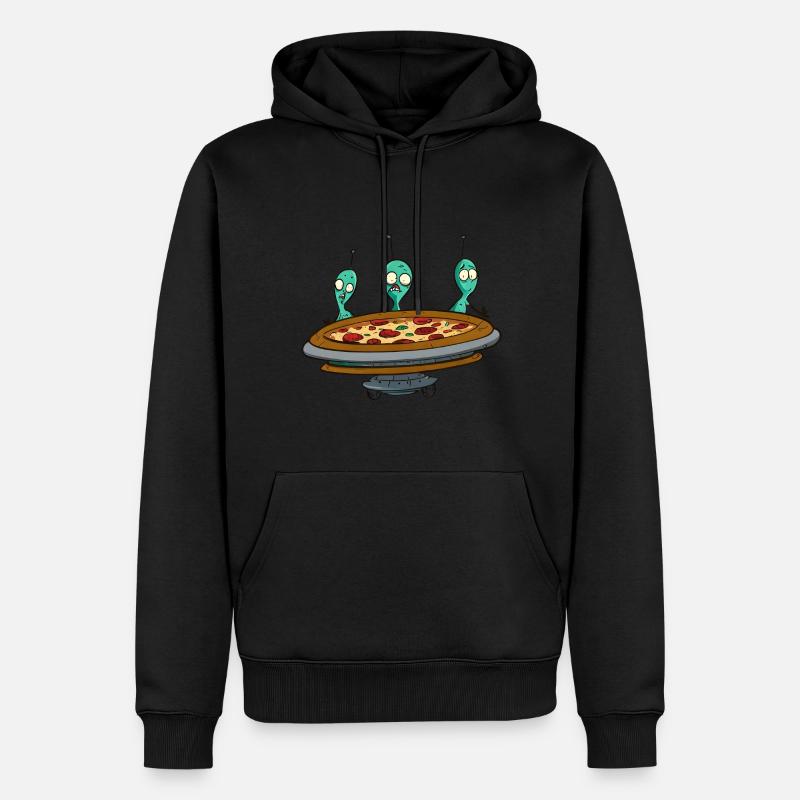 Pizza UFO avec Alien Crew - Sweat à capuche Premium bio Homme - noir