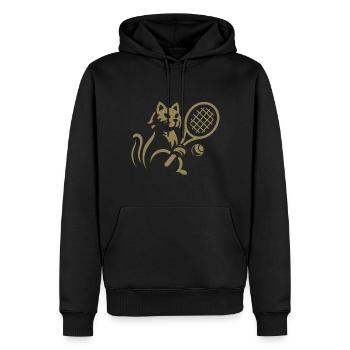 Minimalistische Silhouette Katze Tennisspieler - Männer Premium Bio Hoodie - Schwarz - Vorne - Nico (187cm)