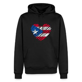 Drapeau de Porto Rico coeur - I Love Puerto Rico Design - Sweat à capuche Premium bio Homme - noir - Devant - Nico (187cm)