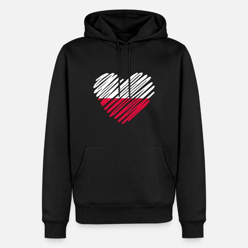 Conception de coeur de drapeau de la Pologne - Sweat à capuche Premium bio Homme - noir