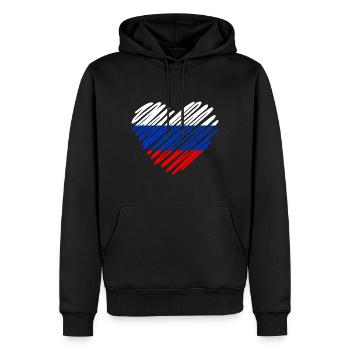 Russia Flag Heart - I Love Russia Design - Men’s Premium Organic Hoodie - black - Front - Nico (187cm)