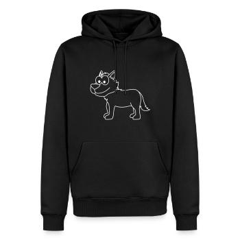 Wolf Comic Tier - Männer Premium Bio Hoodie - Schwarz - Vorne - Nico (187cm)